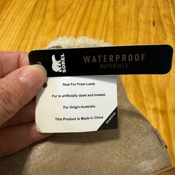 Sorel Boot Sneakchic Faux Alpine Shearling Lined Felt Suede Taupe Women’s 7 Rare - Picture 10 of 12